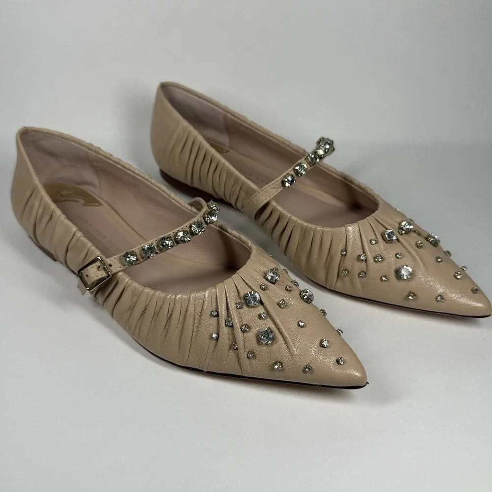 Antonio Melani Jennifer Sumko Size 7.5 M Nude Bling Lyssa Lou Mary Jane Flats